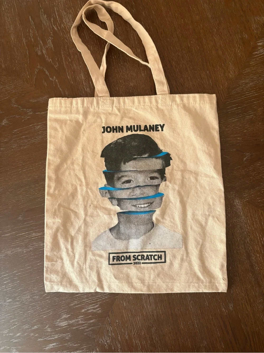Canvas Tote Bag in Cream with John Mulaney Graphic Print